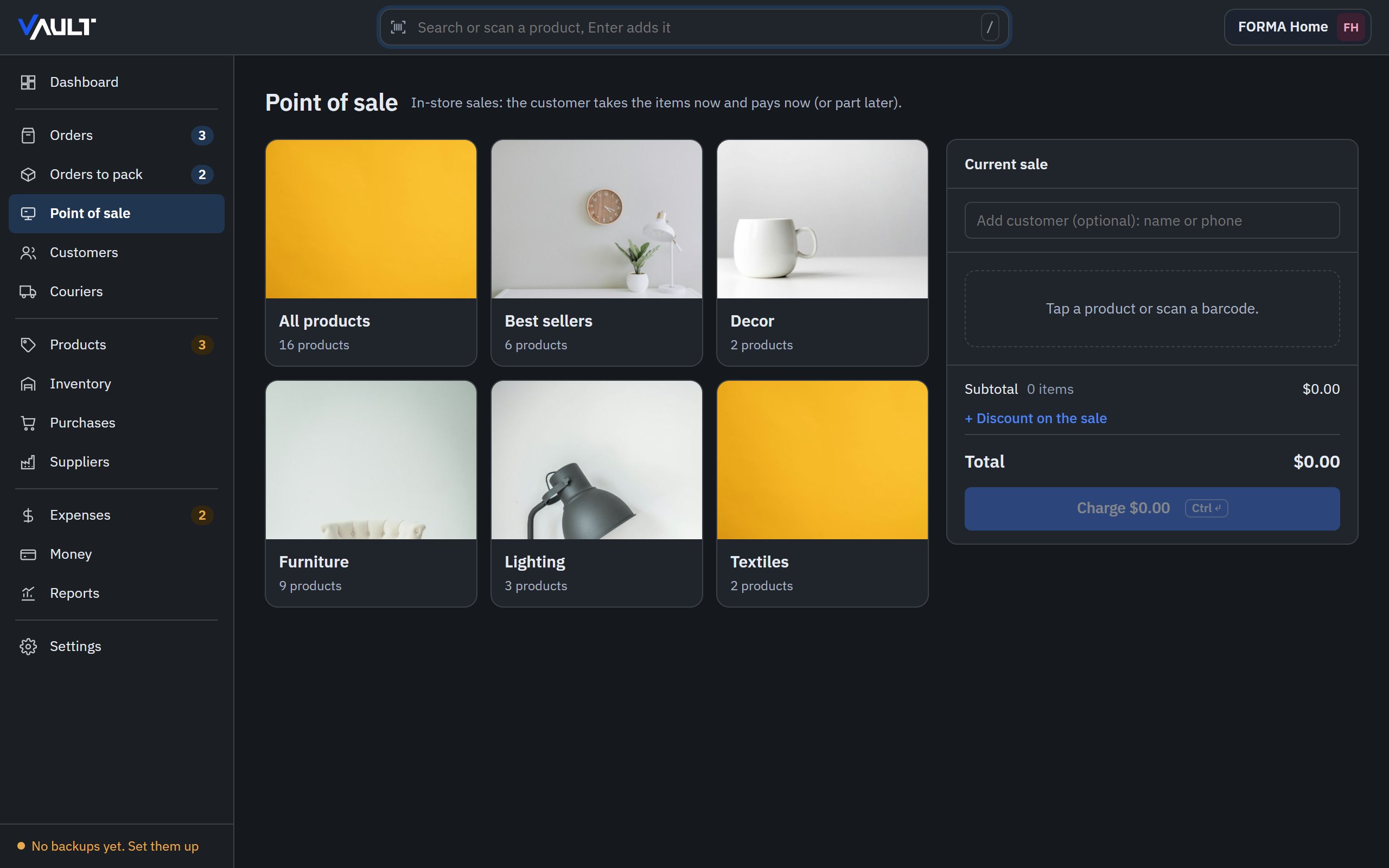 Vault's Point of sale