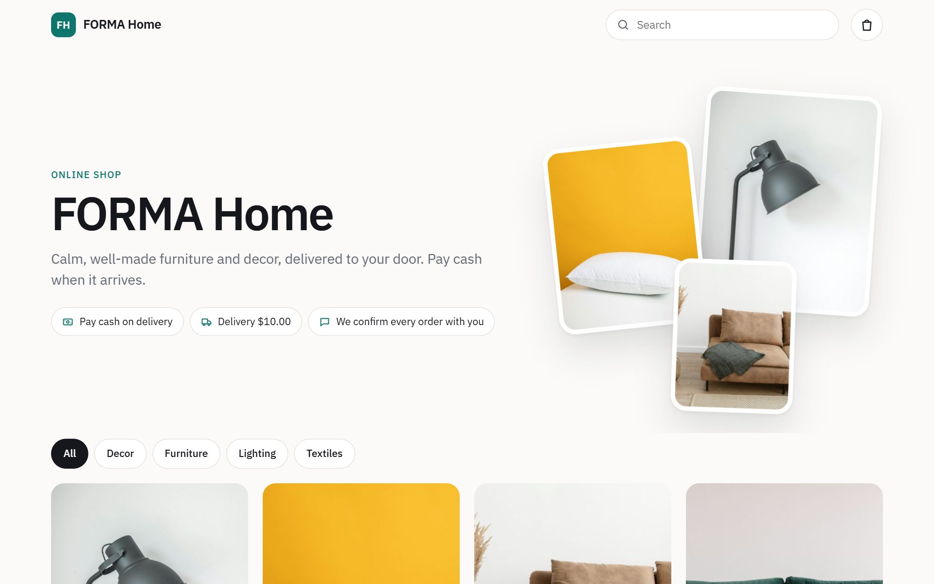 An online shop made with Vault, on a computer